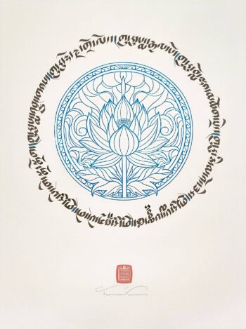 Eight manifestations of Guru Rinpoche in Tibetan Calligraphy